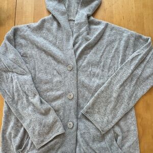 Women’s hooded 100% cashmere Gray Cardigan
